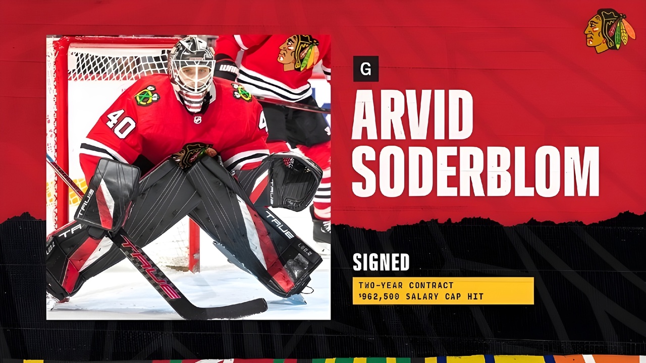 Preview Blackhawks Sign Goaltender Arvid Söderblom to Two-Year Contract