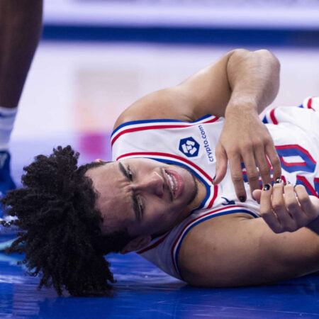 Jared McCain Responds to Viral Bench Press Moment During 76ers Classic Jersey Reveal