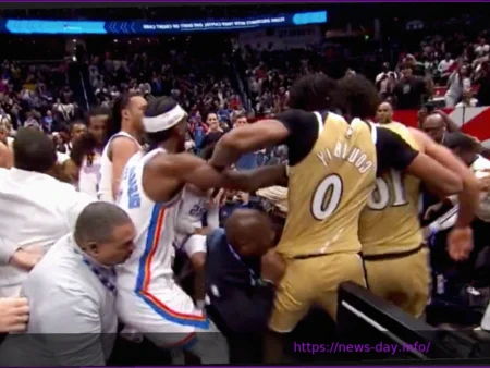 Четыре игрока удалены после дикой драки «Тандер» – «Уизардс», перешедшей на трибуны