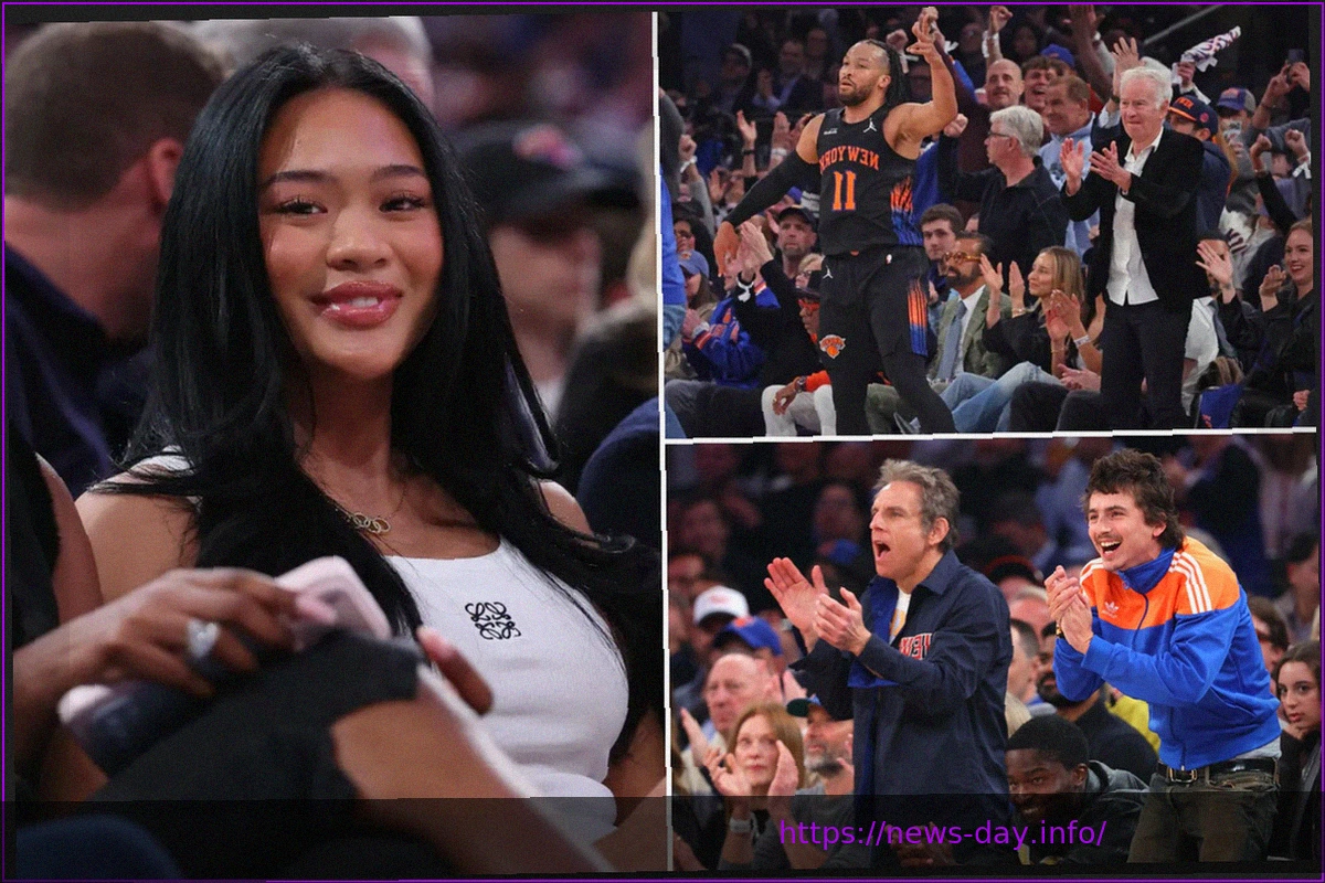 Preview Тимоти Шаламе и Суни Ли на матче Knicks-Hawks в окружении звезд