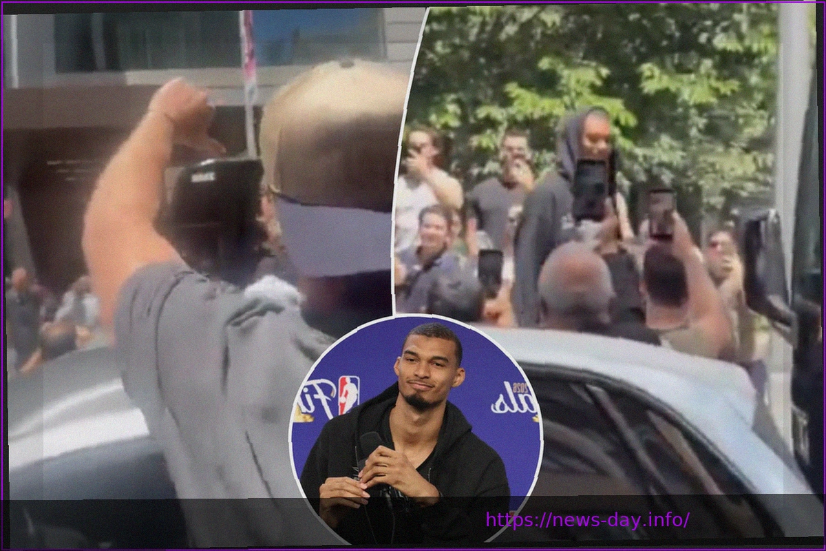 Preview Swarm of Raucous Knicks Fans Fill Street to Jeer Spurs, Wemby Outside Team Hotel